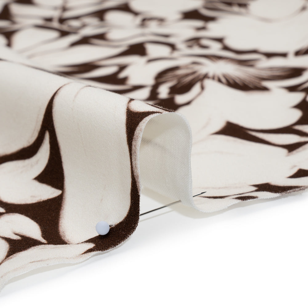 Brushed Cotton Woven - Brown and Ivory Floral - Mood Exclusive Whitewash Bloom Print Detail Brushed Cotton Woven - Brown and Ivory Floral - Mood Exclusive Whitewash Bloom Print Detail