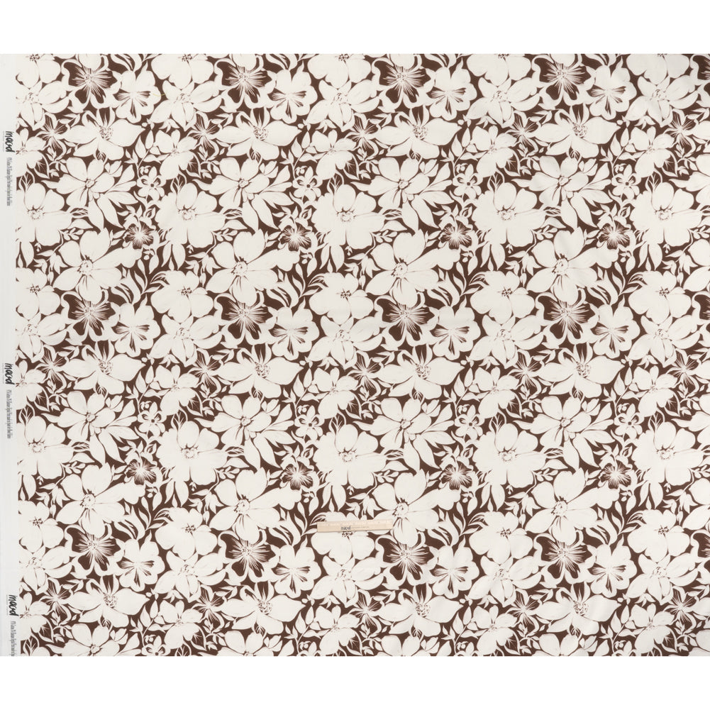 Brushed Cotton Woven - Brown and Ivory Floral - Mood Exclusive Whitewash Bloom Print Full Brushed Cotton Woven - Brown and Ivory Floral - Mood Exclusive Whitewash Bloom Print Full