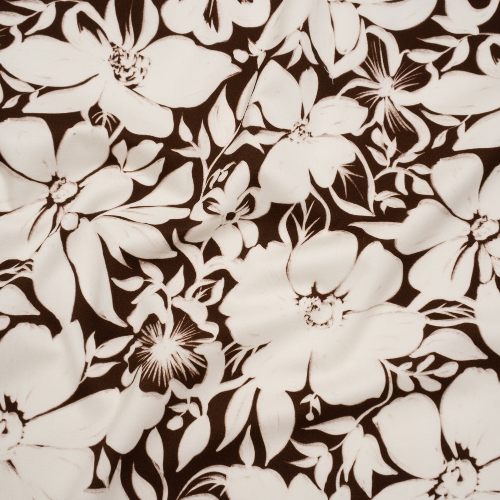 Brushed Cotton Woven - Brown and Ivory Floral - Mood Exclusive Whitewash Bloom Print Brushed Cotton Woven - Brown and Ivory Floral - Mood Exclusive Whitewash Bloom Print