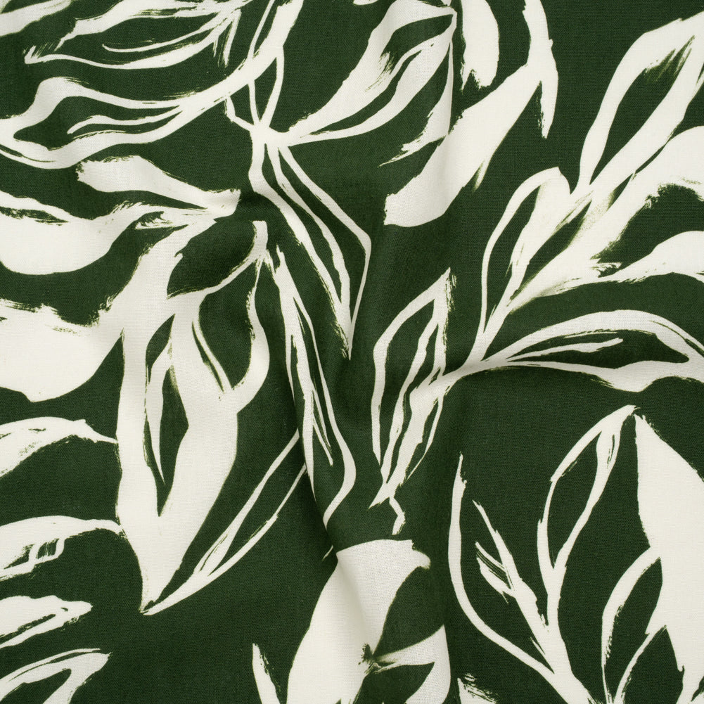 Linen and Rayon Woven - Forest Green and Cream Sketched Flowers - Mood Exclusive Sketchbook Garden Print Linen and Rayon Woven - Forest Green and Cream Sketched Flowers - Mood Exclusive Sketchbook Garden Print