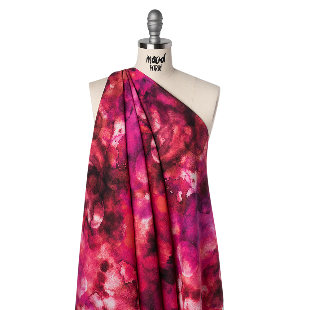 Linen and Rayon Woven - Hot Pink, Purple and Charcoal Abstract Tie Dye - Mood Exclusive Dyed & Delicate Print - Drape Linen and Rayon Woven - Hot Pink, Purple and Charcoal Abstract Tie Dye - Mood Exclusive Dyed & Delicate Print - Drape