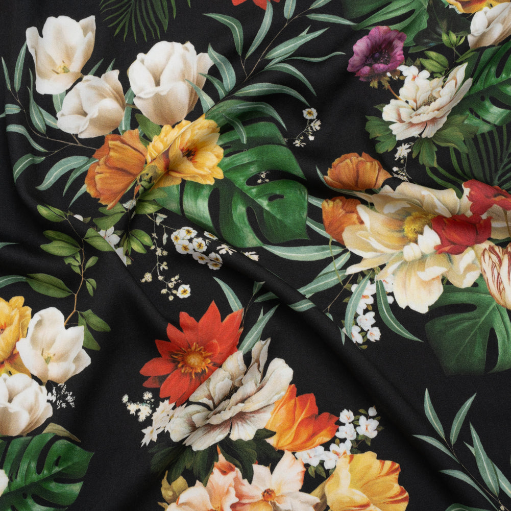 Rayon Challis - Red, Yellow and Green Tropical Flowers - Mood Exclusive Island Bloom Print Rayon Challis - Red, Yellow and Green Tropical Flowers - Mood Exclusive Island Bloom Print