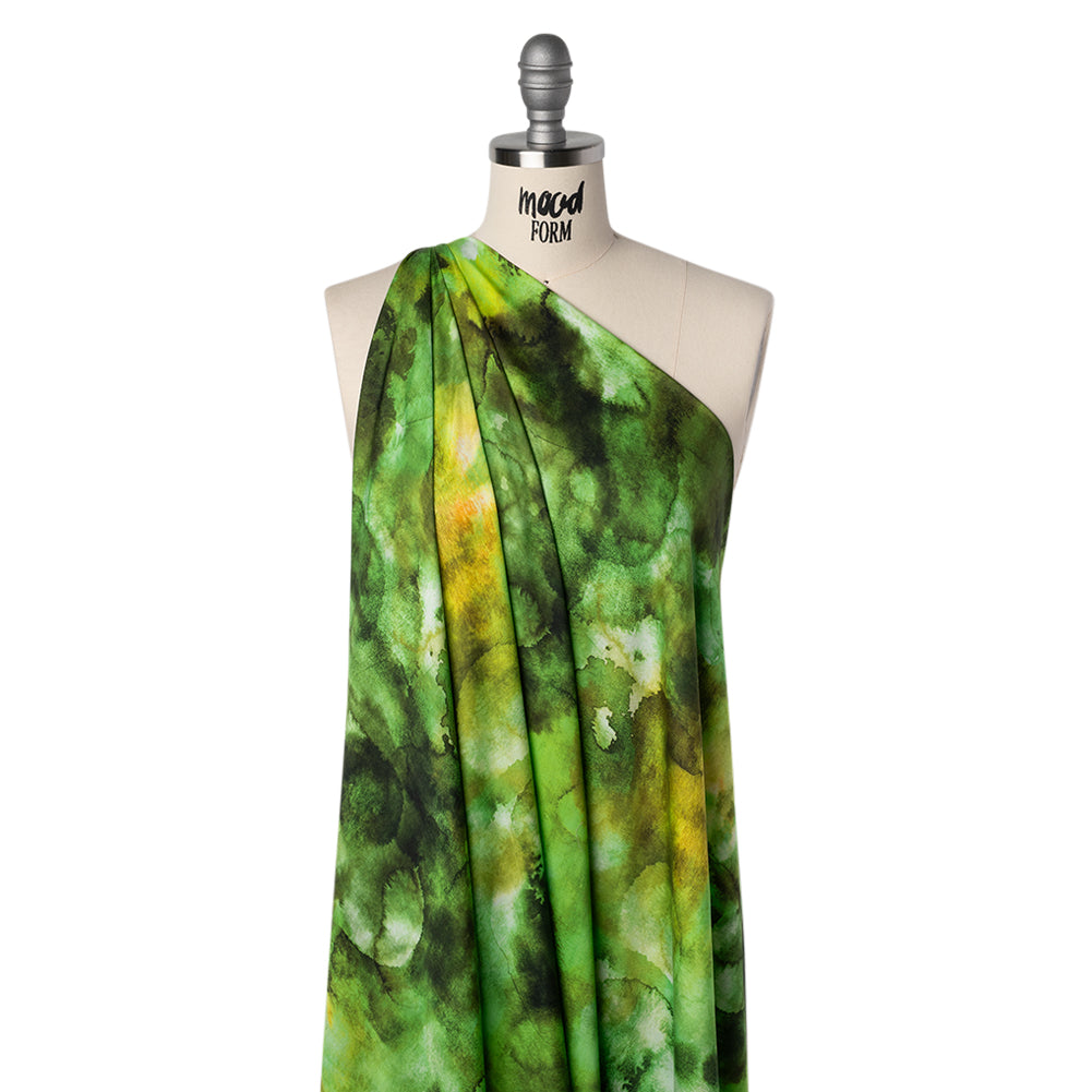 Rayon Challis - Lime Green, Sunny Orange and Olive Abstract Tie Dye - Mood Exclusive Pigment Pulse Print - Drape Rayon Challis - Lime Green, Sunny Orange and Olive Abstract Tie Dye - Mood Exclusive Pigment Pulse Print - Drape