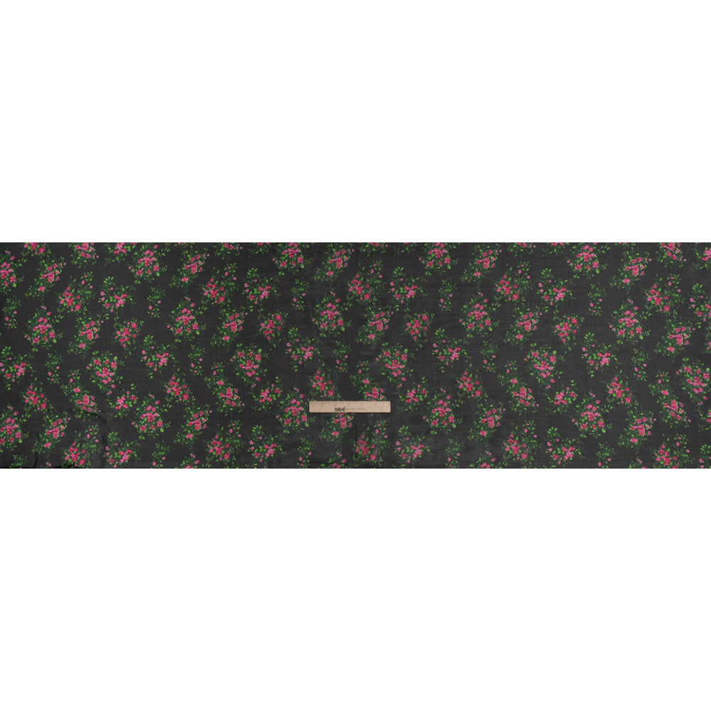 Silk Voile Print Made in Italy - Black, Green and Pink Flower Bunches - Deadstock - Full - Image 5 of 5 Silk Voile Print Made in Italy - Black, Green and Pink Flower Bunches - Deadstock - Full - Image 5 of 5
