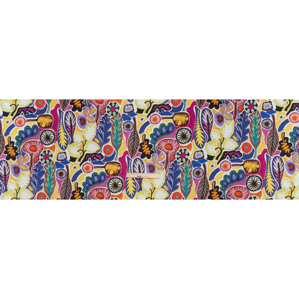 Silk Shantung Print Made in Italy - Blue, Lime and Brown Stylized Flowers and Leaves - Deadstock - Full - Image 5 of 5 Silk Shantung Print Made in Italy - Blue, Lime and Brown Stylized Flowers and Leaves - Deadstock - Full - Image 5 of 5