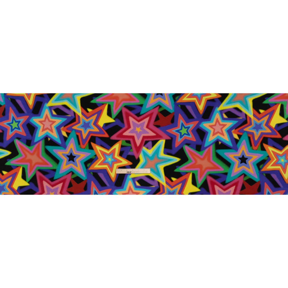 Crinkled Silk Crepe de Chine Print Made in Italy - Rainbow on Black Stars - Deadstock - Full - Image 5 of 5 Crinkled Silk Crepe de Chine Print Made in Italy - Rainbow on Black Stars - Deadstock - Full - Image 5 of 5