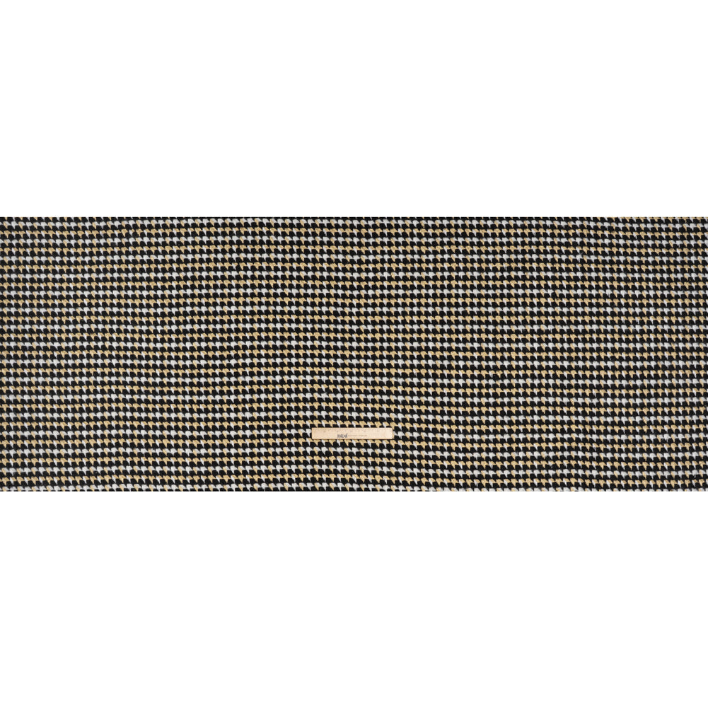 Metallic Wool and Acrylic Tweed Twill - Black, Gold and White Geometric - Deadstock - Full Metallic Wool and Acrylic Tweed Twill - Black, Gold and White Geometric - Deadstock - Full