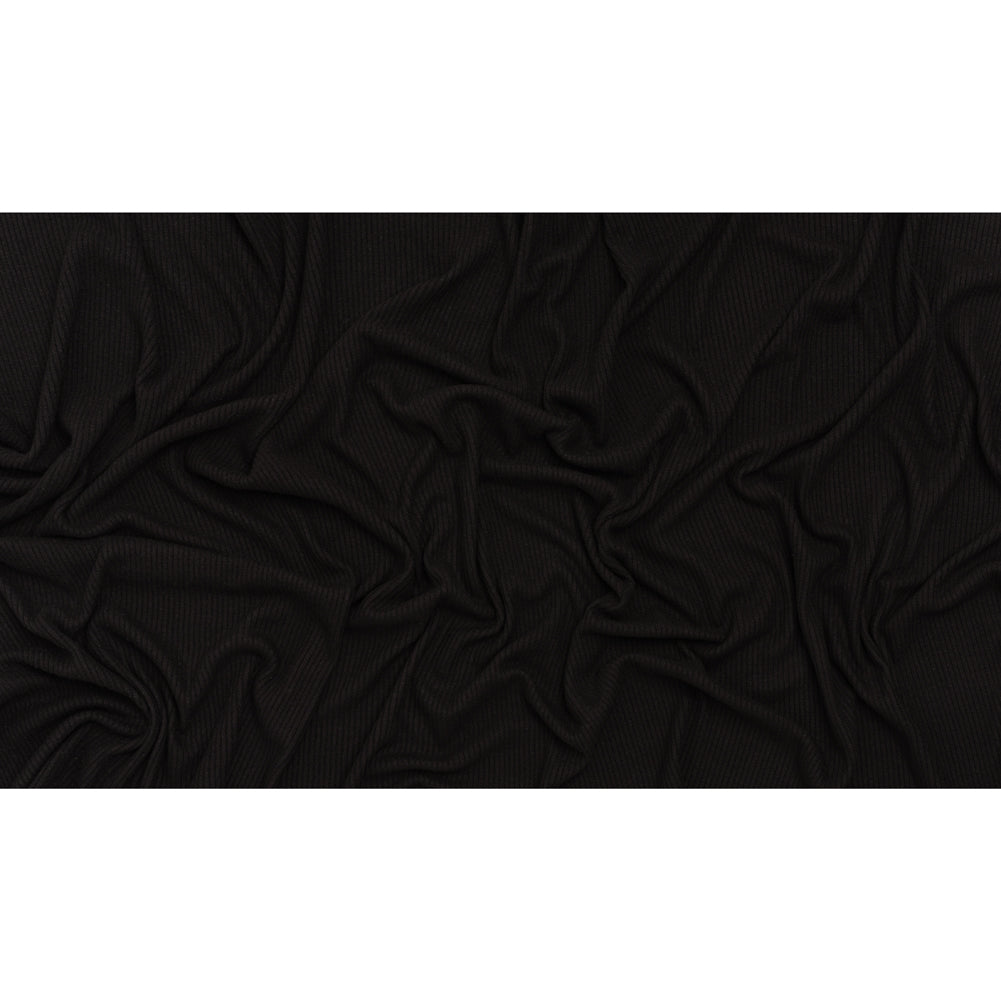 Brushed Cozy Stretch Viscose 2x2 Rib Knit - Faded Black - Deadstock Full Brushed Cozy Stretch Viscose 2x2 Rib Knit - Faded Black - Deadstock Full
