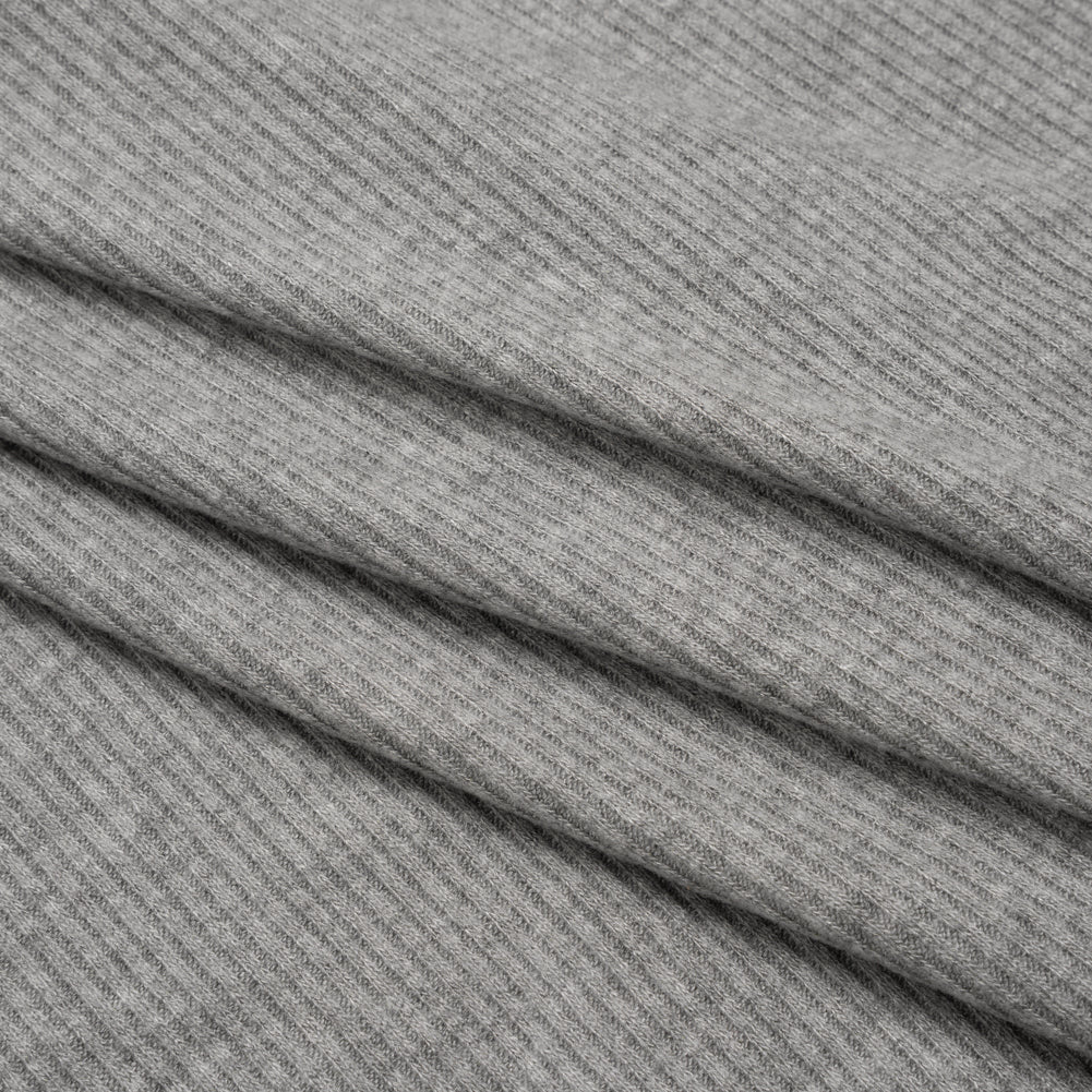 Brushed Cozy Stretch Viscose 2x2 Rib Knit - Light Gray - Deadstock Folded Brushed Cozy Stretch Viscose 2x2 Rib Knit - Light Gray - Deadstock Folded
