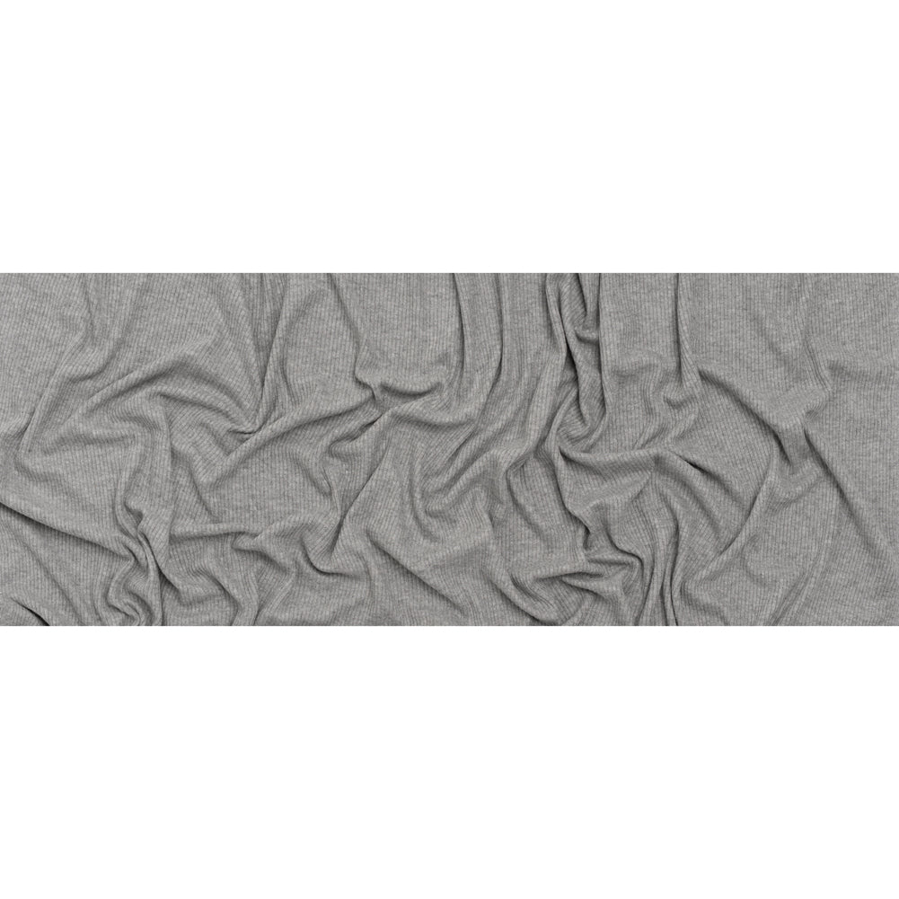 Brushed Cozy Stretch Viscose 2x2 Rib Knit - Light Gray - Deadstock Full Brushed Cozy Stretch Viscose 2x2 Rib Knit - Light Gray - Deadstock Full