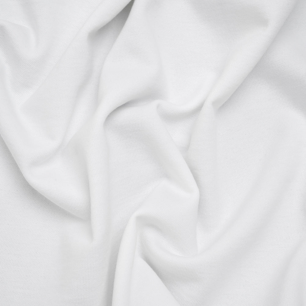 Cotton Brushed French Terry Sweatshirt Fleece - White - Deadstock Cotton Brushed French Terry Sweatshirt Fleece - White - Deadstock
