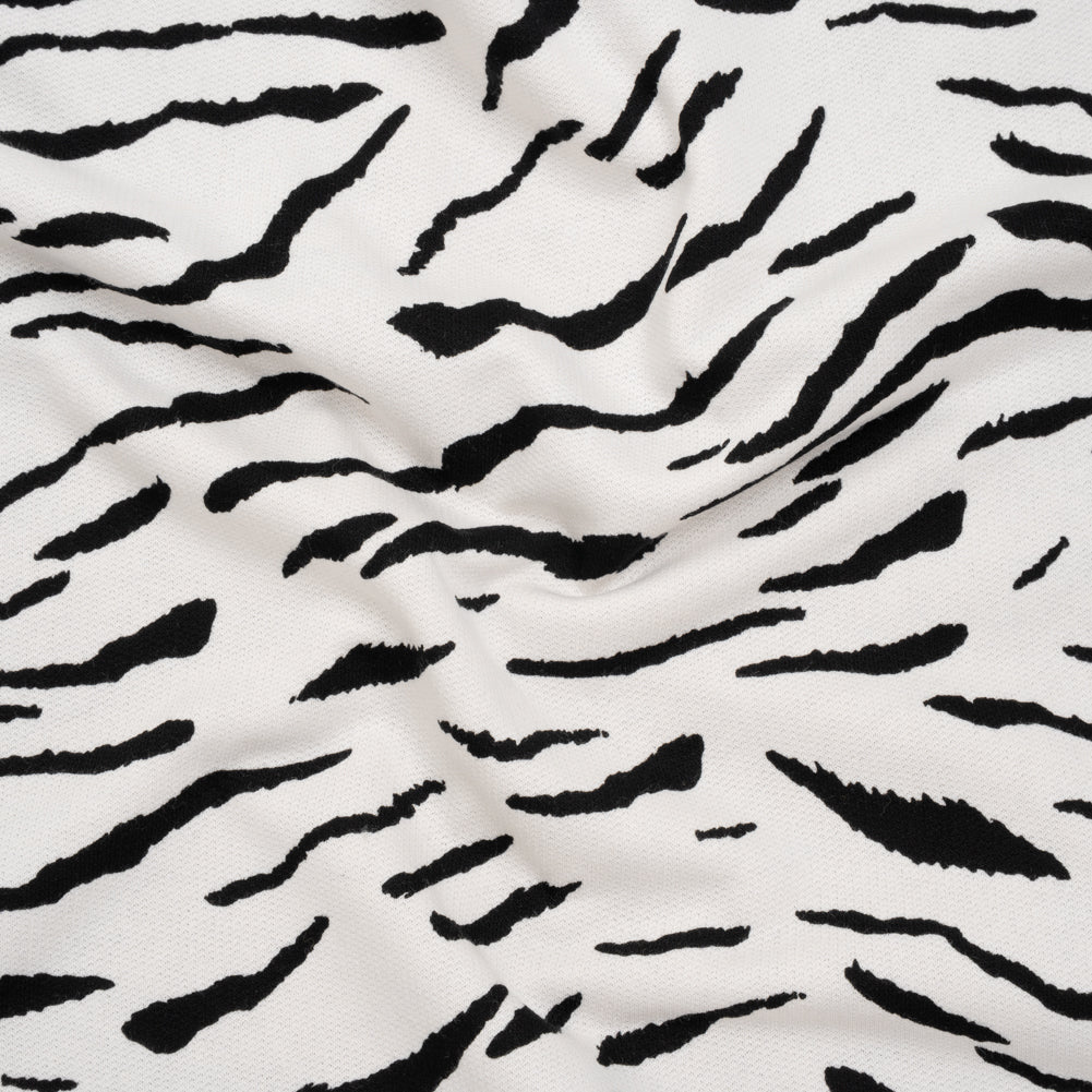 Cotton Brushed French Terry Sweatshirt Fleece - Black and White Zebra Stripes - Deadstock Cotton Brushed French Terry Sweatshirt Fleece - Black and White Zebra Stripes - Deadstock