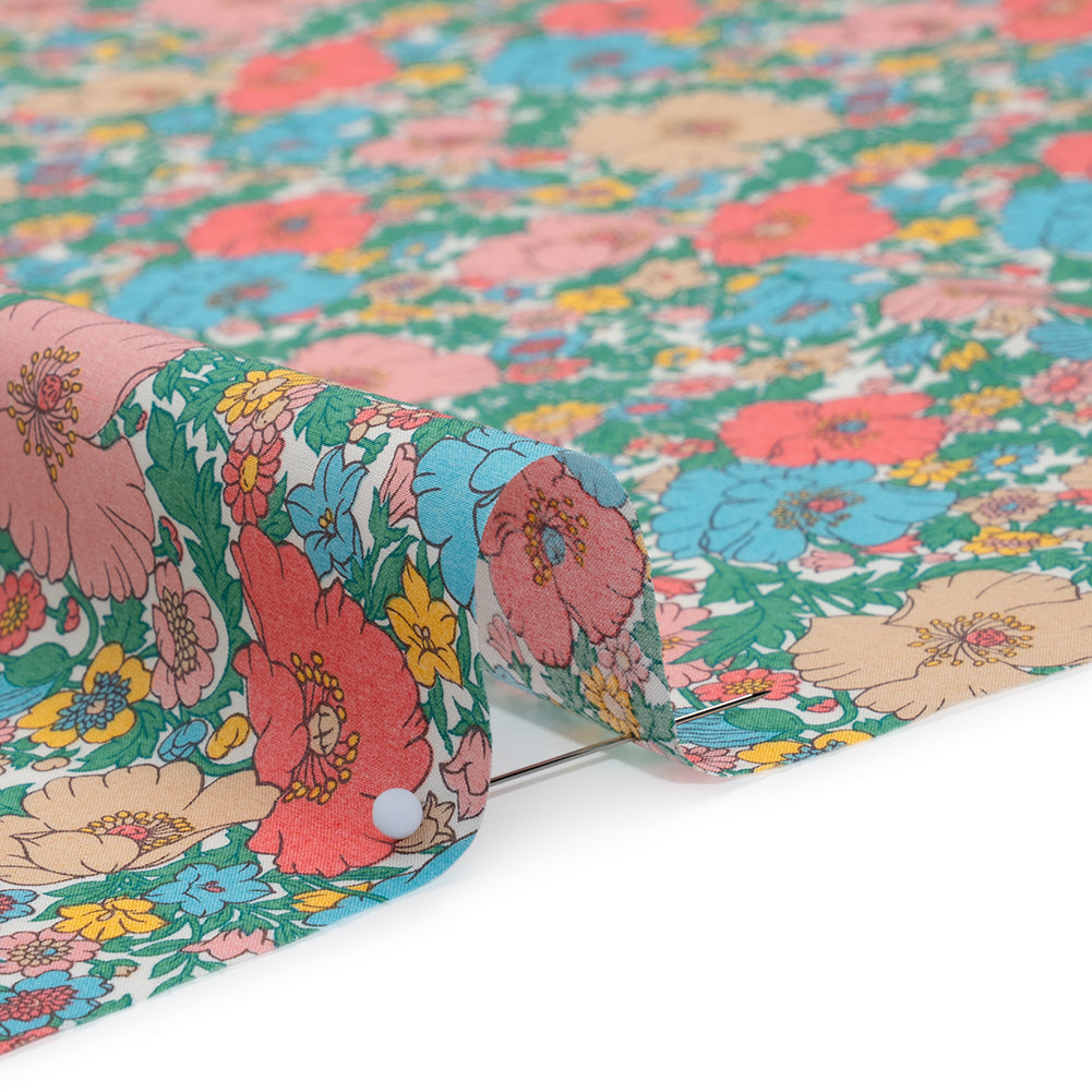 Liberty Fabrics Tana Lawn® - Meadow Song Green - Pink, Blue and Green Flower Field - Full - Image 4 of 6 Liberty Fabrics Tana Lawn® - Meadow Song Green - Pink, Blue and Green Flower Field - Full - Image 4 of 6