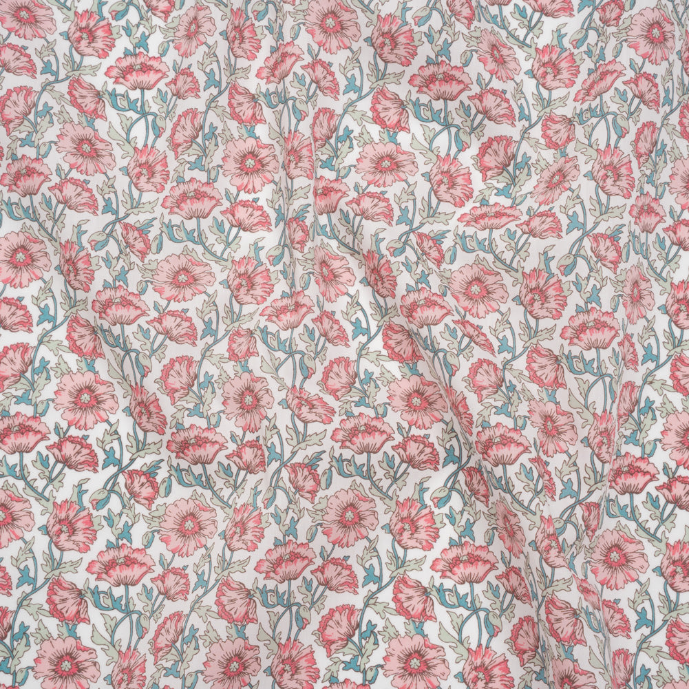 Liberty Fabrics Tana Lawn® - Astell Reece Pink - Baby Pink and Light Green Flower Vines - Drape Liberty Fabrics Tana Lawn® - Astell Reece Pink - Baby Pink and Light Green Flower Vines - Drape