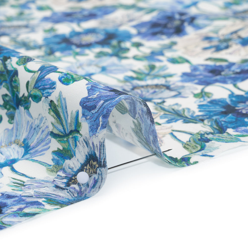 Liberty Fabrics Tana Lawn® - Poppy Amelie Blue - Sky, Cobalt Blue and Green Poppy Flower Field Full Liberty Fabrics Tana Lawn® - Poppy Amelie Blue - Sky, Cobalt Blue and Green Poppy Flower Field Full