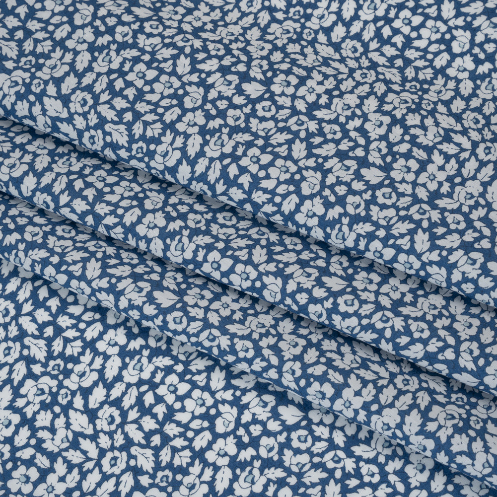 Liberty Fabrics Tana Lawn® - Feather Meadow Blue - Classic Blue and White Flowers and Leaves Detail Liberty Fabrics Tana Lawn® - Feather Meadow Blue - Classic Blue and White Flowers and Leaves Detail