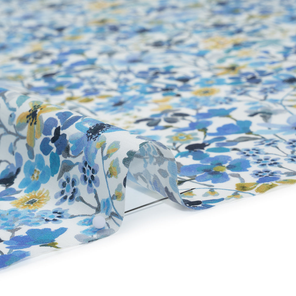 Liberty Fabrics Tana Lawn® - Dreams of Summer Blue - Light Blue and Pale Yellow Watercolor Floral - Full Liberty Fabrics Tana Lawn® - Dreams of Summer Blue - Light Blue and Pale Yellow Watercolor Floral - Full
