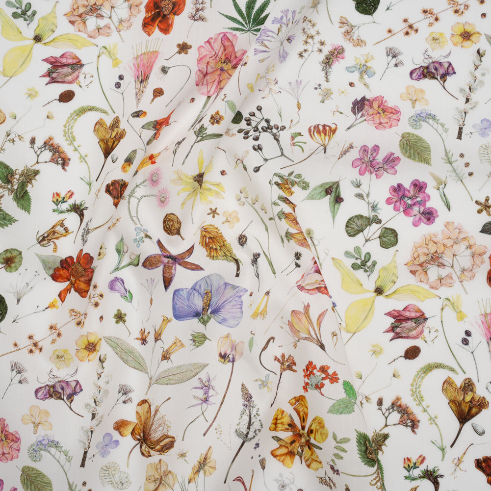 Liberty Fabrics Tana Lawn® - Floral Eve Multi Bright - Pink, Red and Green Scattered Plants and Flowers Drape Liberty Fabrics Tana Lawn® - Floral Eve Multi Bright - Pink, Red and Green Scattered Plants and Flowers Drape