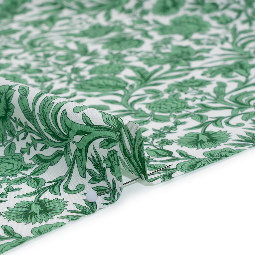 Liberty Fabrics Tana Lawn® - Sambourne Green - Dark Mint Green and White Fancy Roses - Full - Image 4 of 6 Liberty Fabrics Tana Lawn® - Sambourne Green - Dark Mint Green and White Fancy Roses - Full - Image 4 of 6