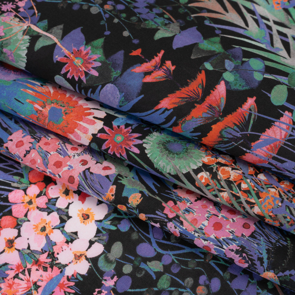 Liberty Fabrics Tana Lawn® - Tresco Purple - Blue Violet, Pink and Red Painted Floral - Folded Liberty Fabrics Tana Lawn® - Tresco Purple - Blue Violet, Pink and Red Painted Floral - Folded