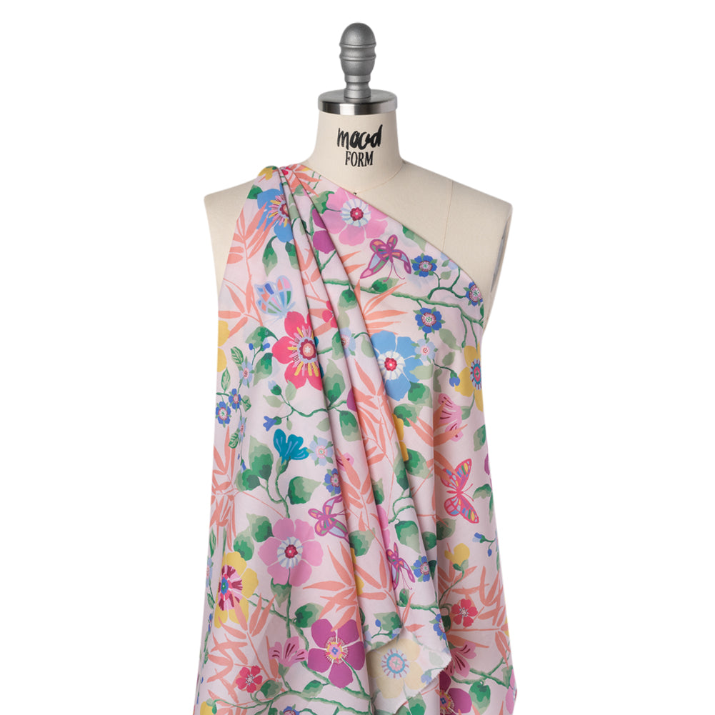 Liberty Fabrics Tana Lawn® - Pavilion Pink - Light Pink, Yellow and Green Bold Florals - Drape Liberty Fabrics Tana Lawn® - Pavilion Pink - Light Pink, Yellow and Green Bold Florals - Drape