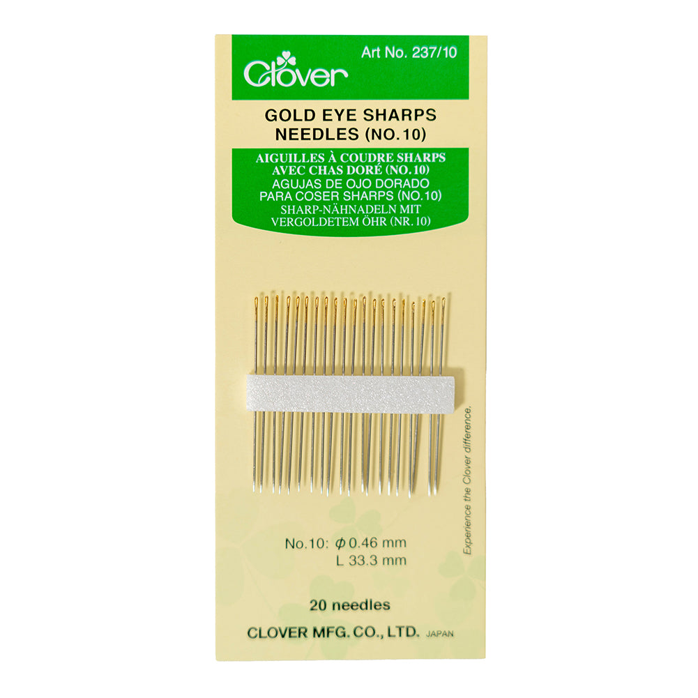 Clover Gold Eye Sharp Needles - Size 10 - 20 ct Clover Gold Eye Sharp Needles - Size 10 - 20 ct