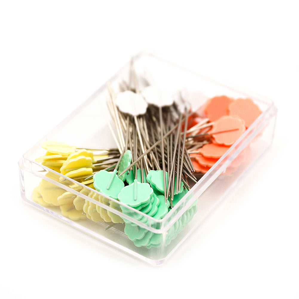 Clover Flower Head Pins Box for Medium Weight Fabrics - 100 ct Full Clover Flower Head Pins Box for Medium Weight Fabrics - 100 ct Full