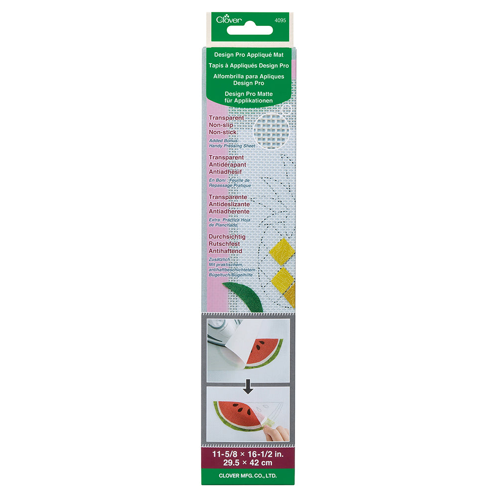 Clover Design Pro Applique Mat - 11.625" x 16.5" - Transparent, Non-Slip and Non-Stick - Drape Clover Design Pro Applique Mat - 11.625" x 16.5" - Transparent, Non-Slip and Non-Stick - Drape
