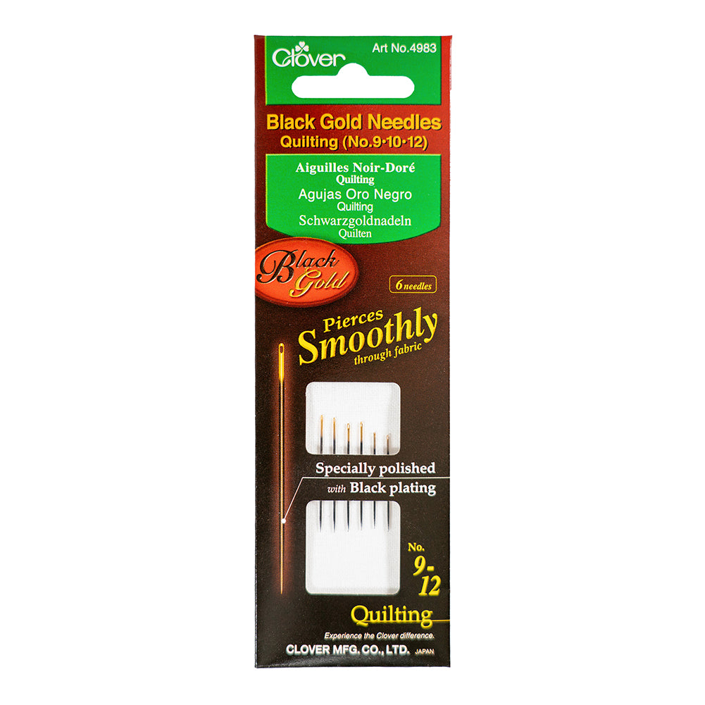 Clover Black Gold Quilting Needles - Assorted Sizes 9, 10, 12 - 6 ct - Folded - Image 1 of 2 Clover Black Gold Quilting Needles - Assorted Sizes 9, 10, 12 - 6 ct - Folded - Image 1 of 2