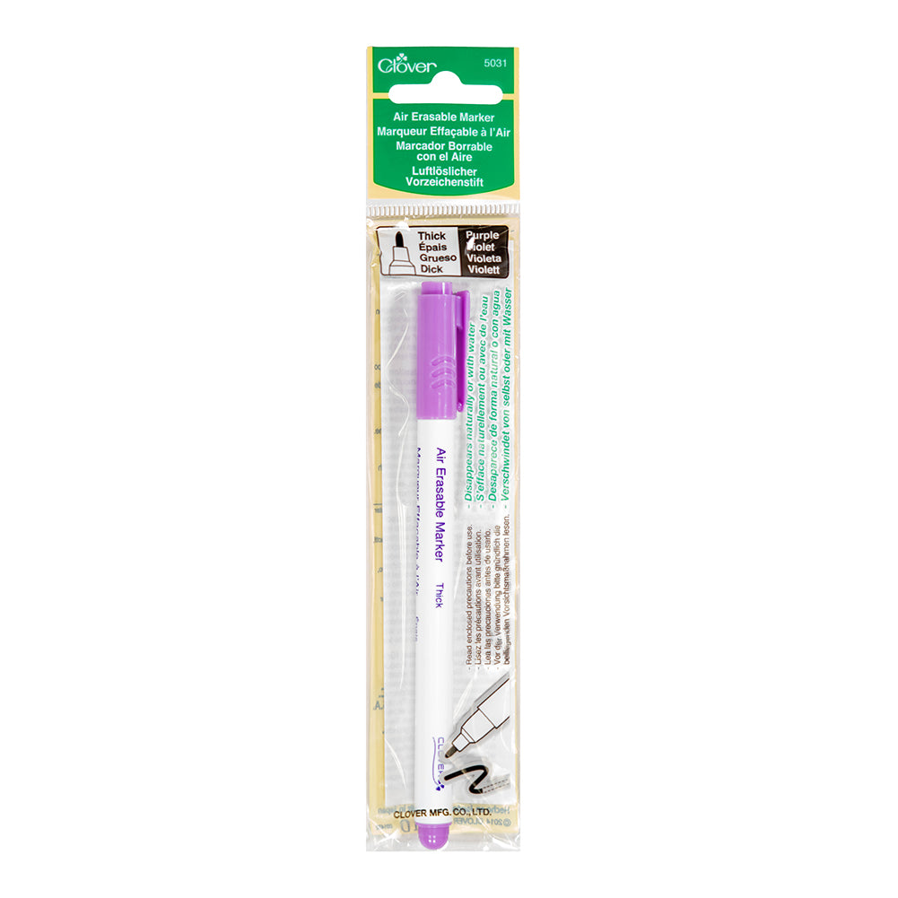 Clover Air Erasable Fabric Marker - Purple, Thick - Folded Clover Air Erasable Fabric Marker - Purple, Thick - Folded