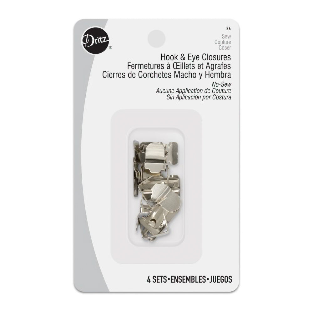 Dritz No-Sew Wide Hook & Eye Closures - Nickel - 4 Sets Dritz No-Sew Wide Hook & Eye Closures - Nickel - 4 Sets