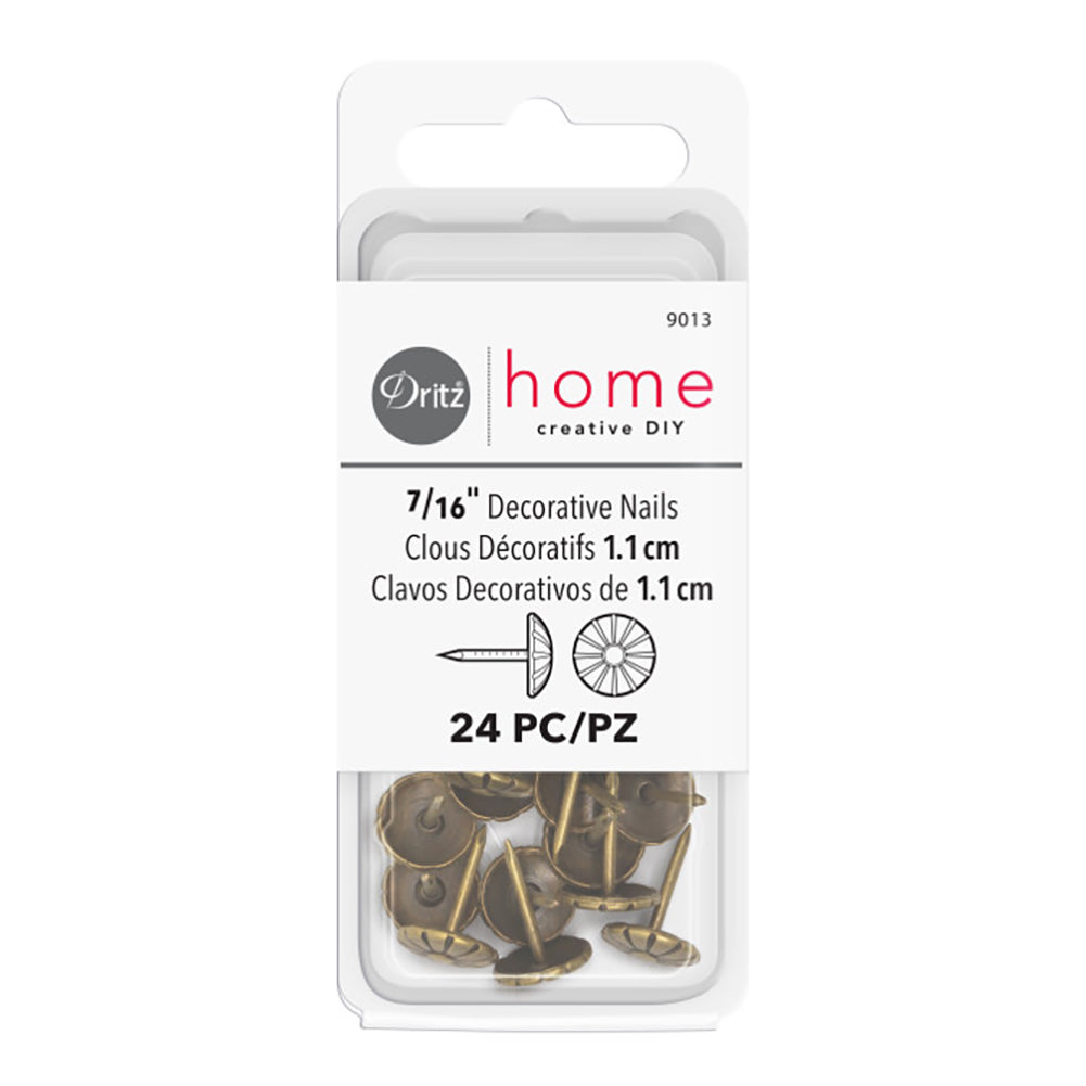 Dritz Home Decorative Nails, Daisy - 7/16" Antique Brass - 24 PC Dritz Home Decorative Nails, Daisy - 7/16" Antique Brass - 24 PC