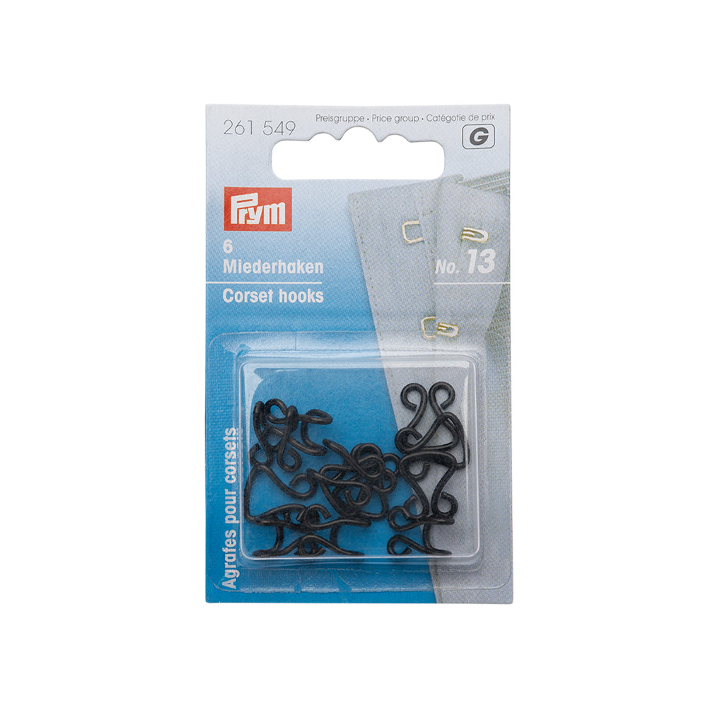 Prym Corset Hooks & Eyes - Black Brass Size 13 - 6 Sets Prym Corset Hooks & Eyes - Black Brass Size 13 - 6 Sets