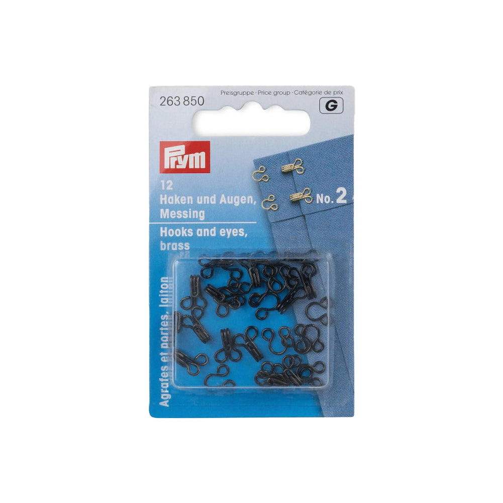 Prym Hooks & Eyes - Black Size 2 - 12 Sets Prym Hooks & Eyes - Black Size 2 - 12 Sets