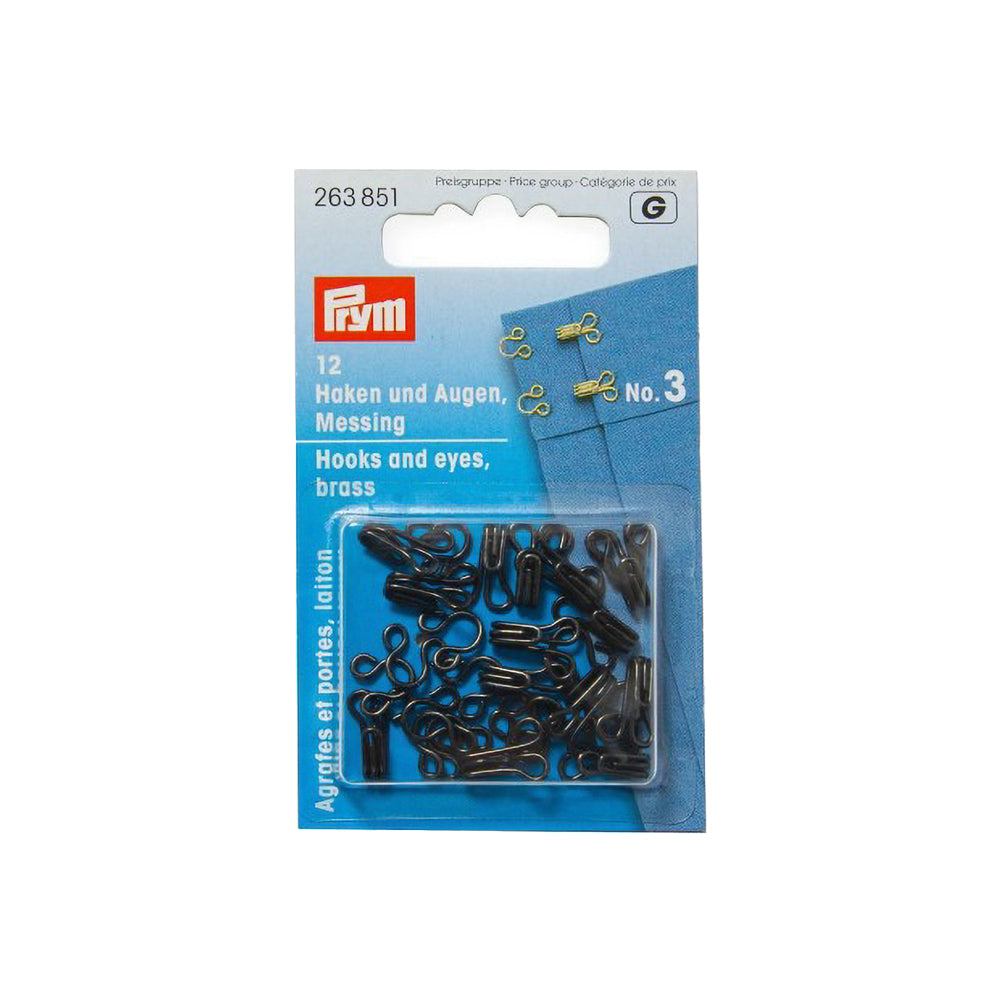 Prym Hooks & Eyes - Black Size 3 - 12 Sets Prym Hooks & Eyes - Black Size 3 - 12 Sets