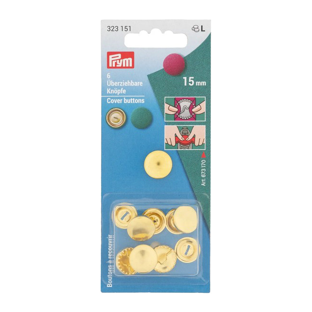 Prym Cover Buttons - Gold 15mm - 7 ct Prym Cover Buttons - Gold 15mm - 7 ct