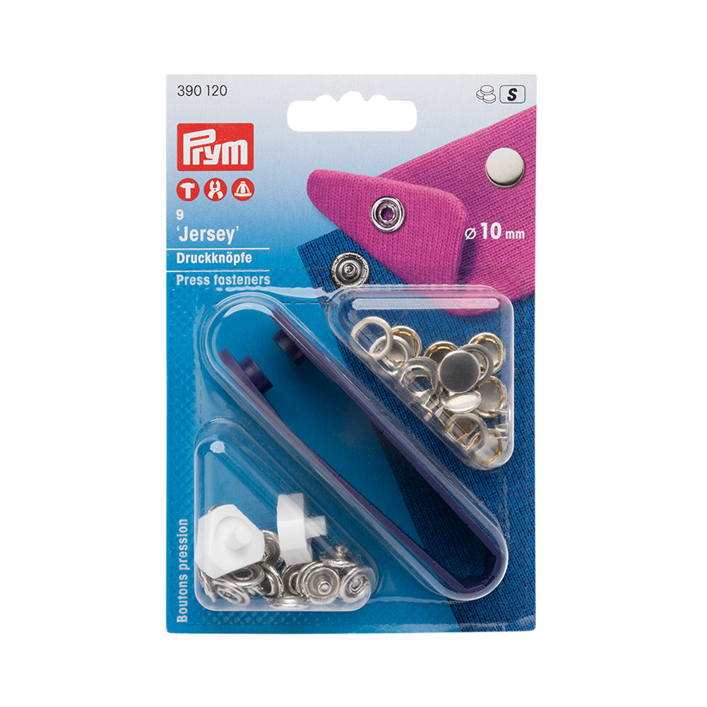 Prym Jersey Press Fasteners and Tools - Silver Capped 12mm - 6pc Prym Jersey Press Fasteners and Tools - Silver Capped 12mm - 6pc