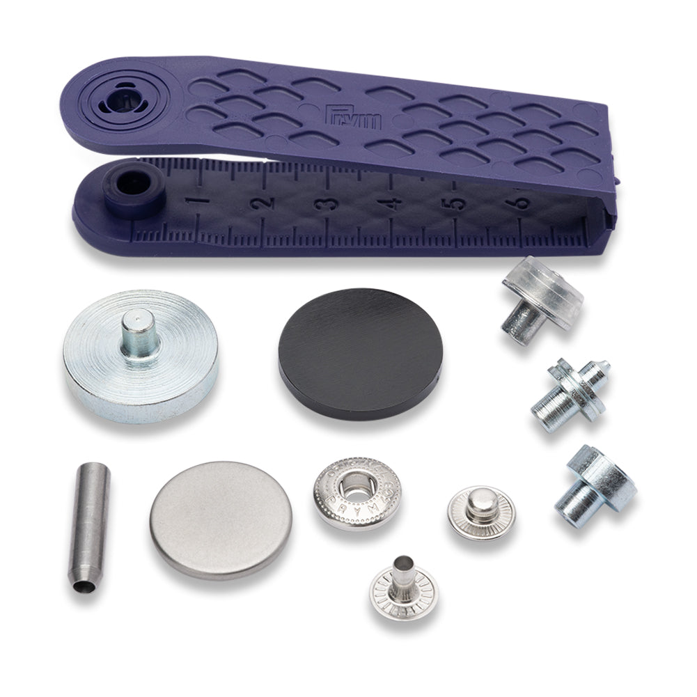 Prym Anorak Press Fasteners with Tools - Matte Antique Steel 20mm - 6pc Detail Prym Anorak Press Fasteners with Tools - Matte Antique Steel 20mm - 6pc Detail