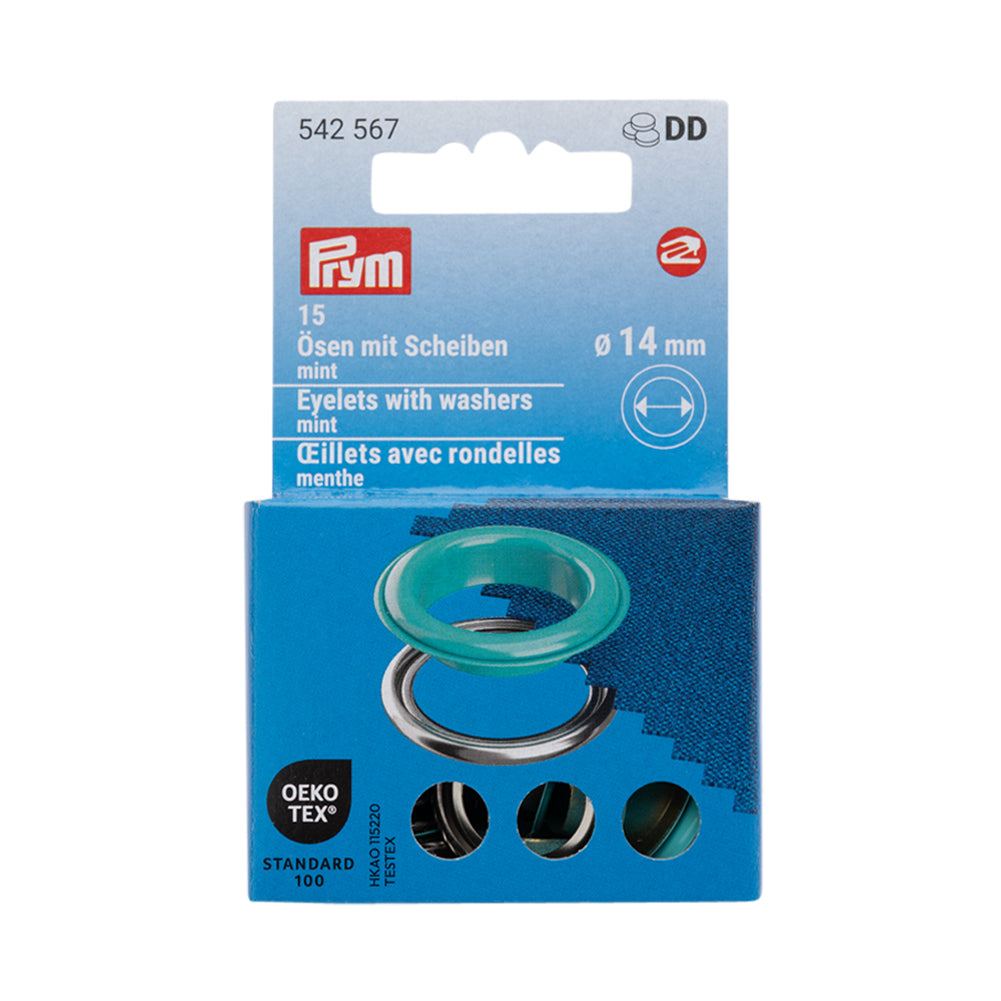 Prym Eyelets with Washers - Mint 14mm - 15pc Prym Eyelets with Washers - Mint 14mm - 15pc