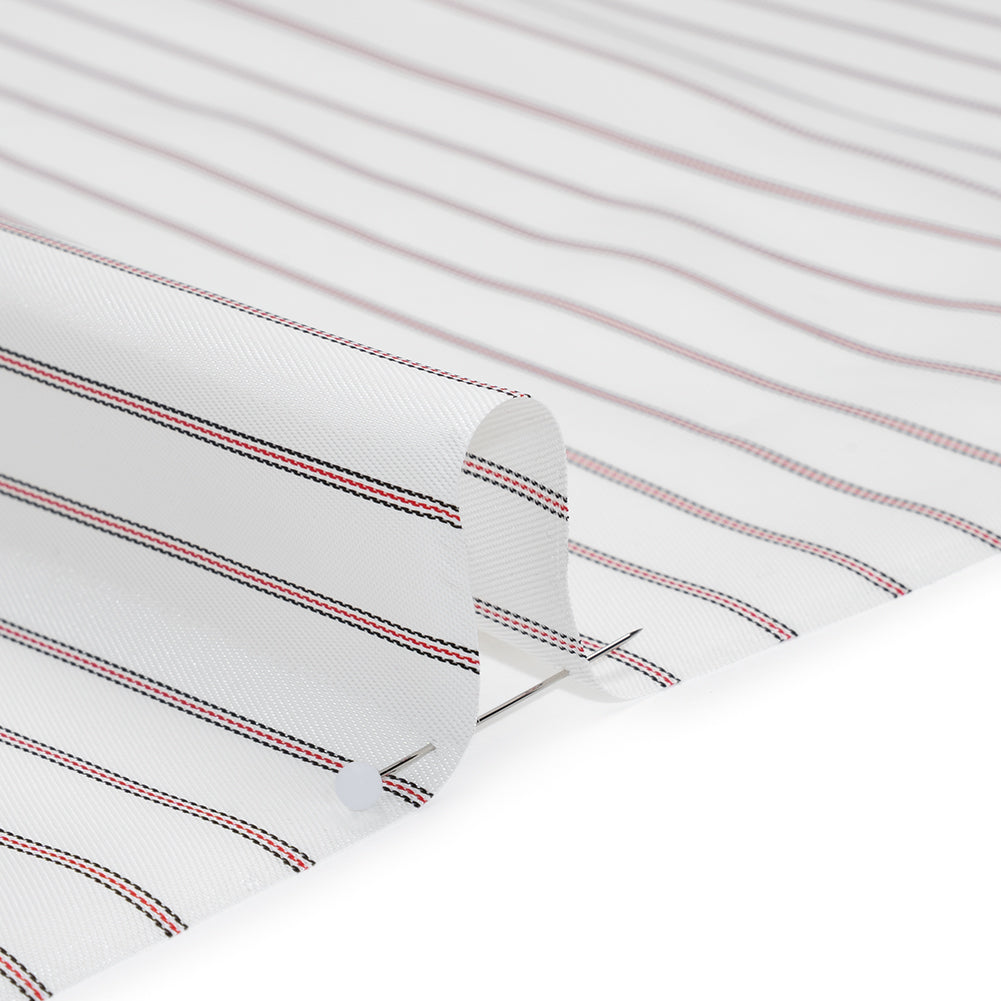 Acetate Twill Lining - White, Black and Red Stripes - Deadstock Detail Acetate Twill Lining - White, Black and Red Stripes - Deadstock Detail