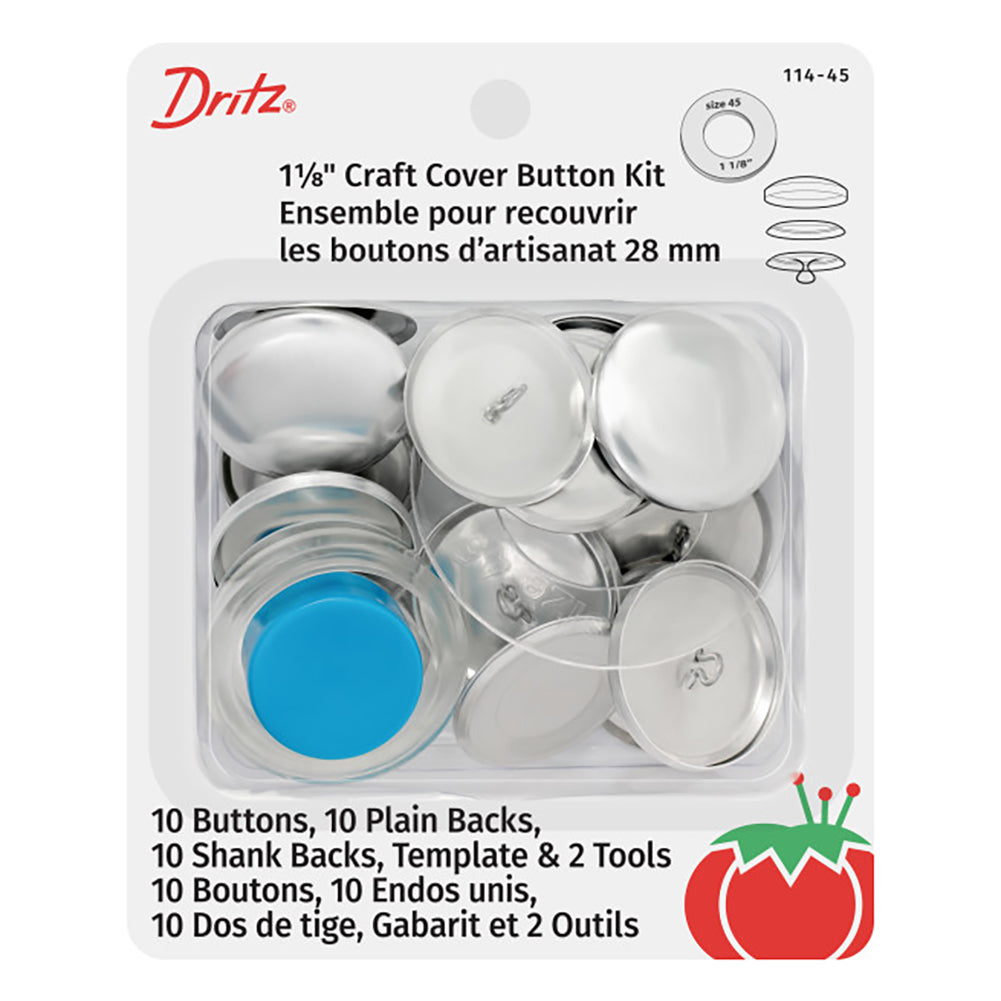Dritz Craft Cover Button Kit - Nickel - 1.125", 10 Sets Dritz Craft Cover Button Kit - Nickel - 1.125", 10 Sets
