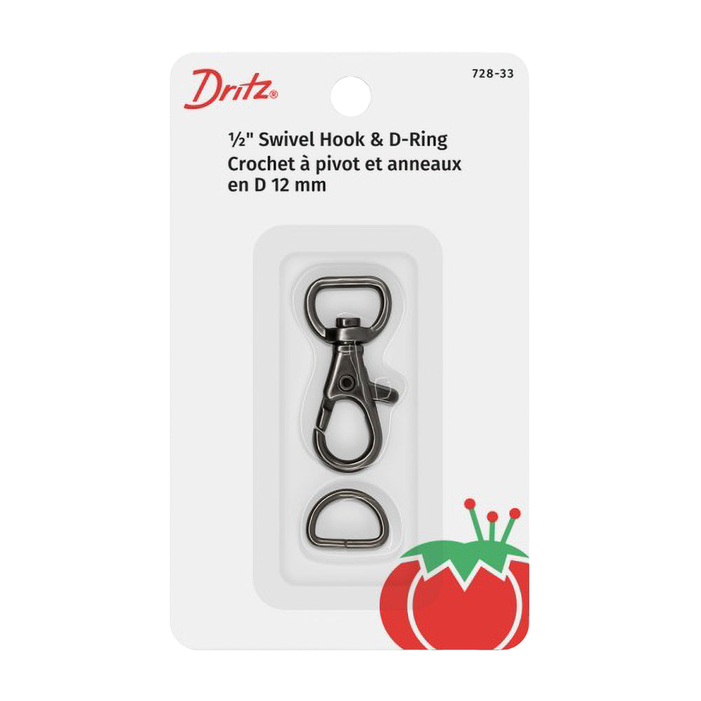 Dritz Small Swivel Hook & D-Ring - 1/2" Gunmetal - 1 set Dritz Small Swivel Hook & D-Ring - 1/2" Gunmetal - 1 set