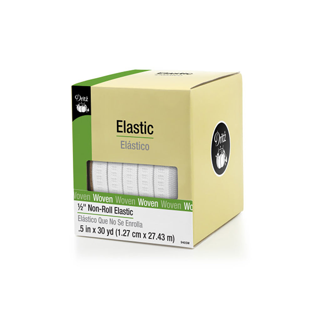 Dritz Ribbed Non-Roll Elastic - White - 0.5" x 30yds Dritz Ribbed Non-Roll Elastic - White - 0.5" x 30yds
