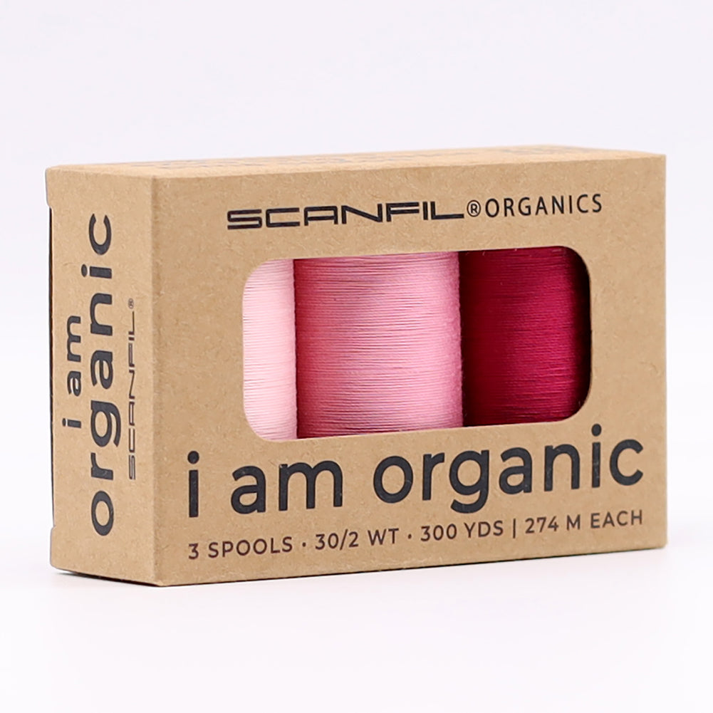 SCANFIL® 30wt Organic Pima Cotton Thread Trio Set - 3ct 300yd Spools - Pretty Pinks - Full SCANFIL® 30wt Organic Pima Cotton Thread Trio Set - 3ct 300yd Spools - Pretty Pinks - Full