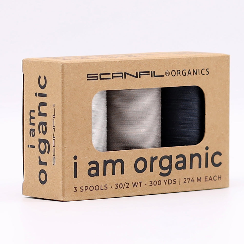 SCANFIL® 30wt Organic Pima Cotton Thread Trio Set - 3ct 300yd Spools - Stormy Grays - Full - Image 5 of 5 SCANFIL® 30wt Organic Pima Cotton Thread Trio Set - 3ct 300yd Spools - Stormy Grays - Full - Image 5 of 5