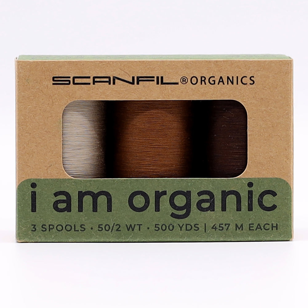 SCANFIL® 50wt Organic Pima Cotton Thread Trio Set - 3ct 500yd Spools - Earthy Browns Drape SCANFIL® 50wt Organic Pima Cotton Thread Trio Set - 3ct 500yd Spools - Earthy Browns Drape