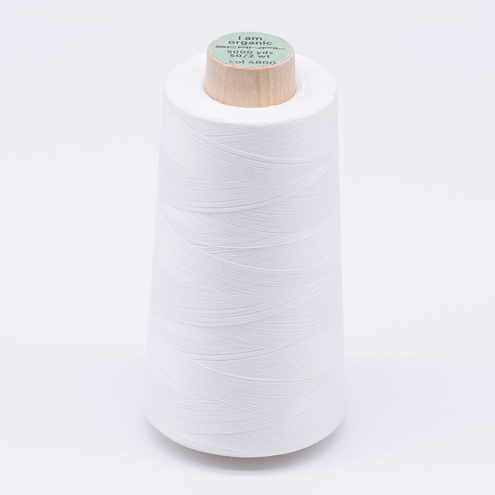 SCANFIL® 50wt Organic Pima Cotton Thread 5000 yd Cones - 4800 Bright White SCANFIL® 50wt Organic Pima Cotton Thread 5000 yd Cones - 4800 Bright White