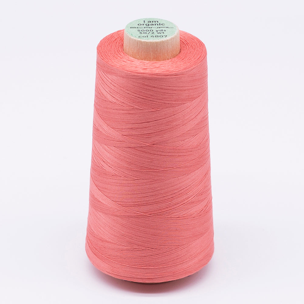SCANFIL® 50wt Organic Pima Cotton Thread 5000 yd Cones - 4807 Burnt Coral SCANFIL® 50wt Organic Pima Cotton Thread 5000 yd Cones - 4807 Burnt Coral