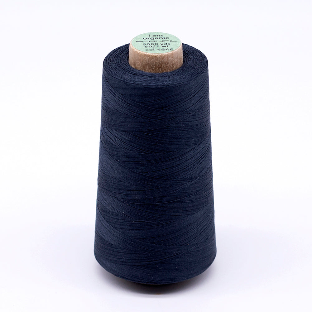 SCANFIL® 50wt Organic Pima Cotton Thread 5000 yd Cones - 4846 Midnight Navy SCANFIL® 50wt Organic Pima Cotton Thread 5000 yd Cones - 4846 Midnight Navy