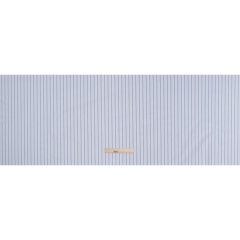 Cotton Oxford Shirting - Sky Blue, Cobalt and White Alternating Stripes - Designer Deadstock - Full Cotton Oxford Shirting - Sky Blue, Cobalt and White Alternating Stripes - Designer Deadstock - Full
